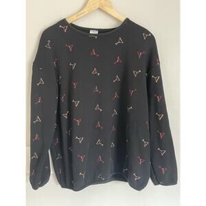 Vtg Martini Glasses Metallic Embroidered Can-Do Fashions Sweatshirt USA Retro